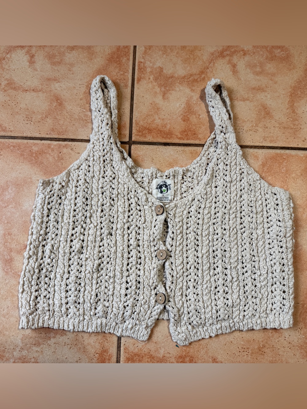 We The Free Crochet Tank Top with Front Buttons